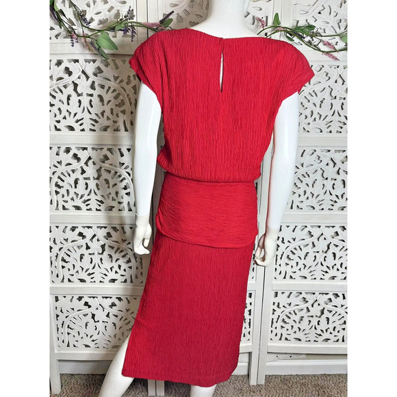 Vintage Roberta California Women’s Red Plisse Formal Dress Size 10 - Picture 2 of 11